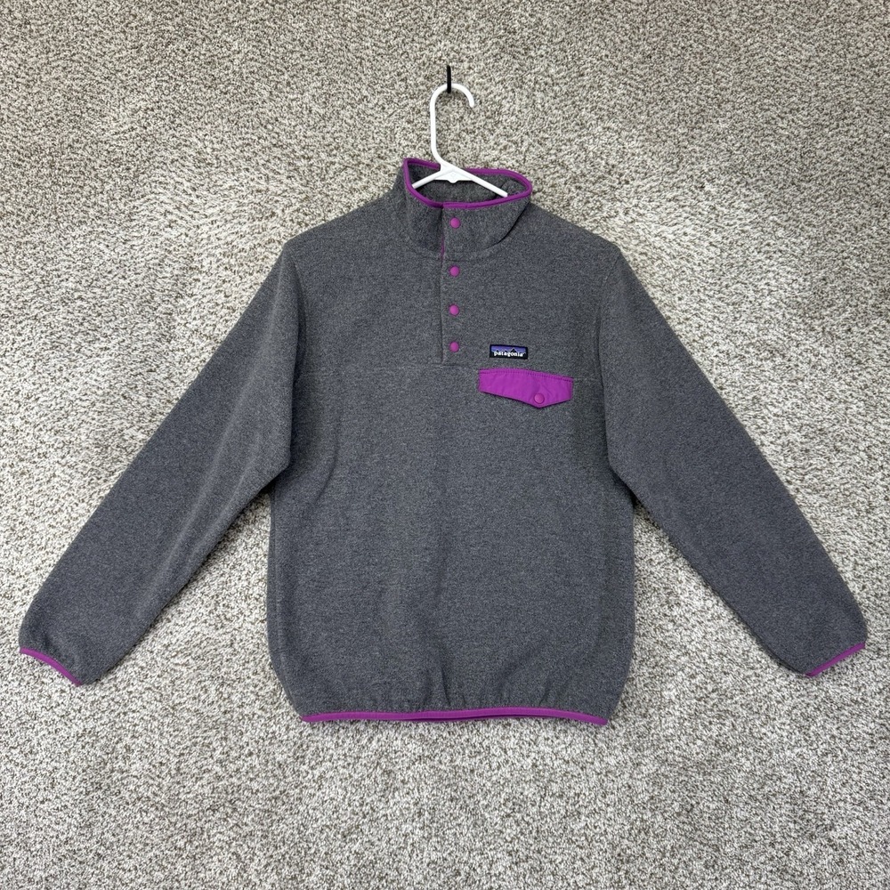 Patagonia Synchilla Snap-T Pullover Fleece Women's XS Gray Purple Retro Classic